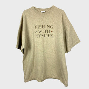 Vintage Big Rock Fly Fishing With Nymphs Heavy Cotton Tee T-Shirt Large